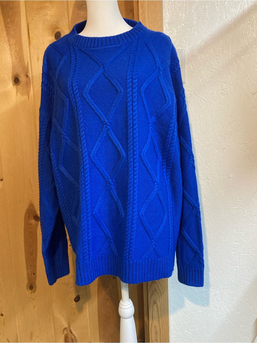 ZYIA Active Royal Blue Cable Knit Crewneck Sweater 2XL